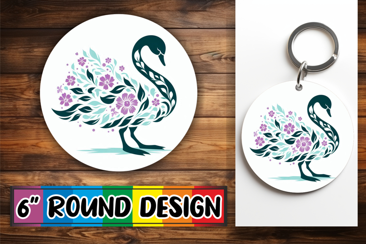 Playful Keychain Circle PNG Design, Flower Animals