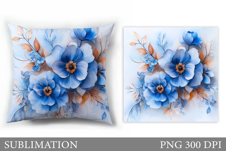 Floral Sublimation. 3D Flowers Pillow Sublimation example image 1