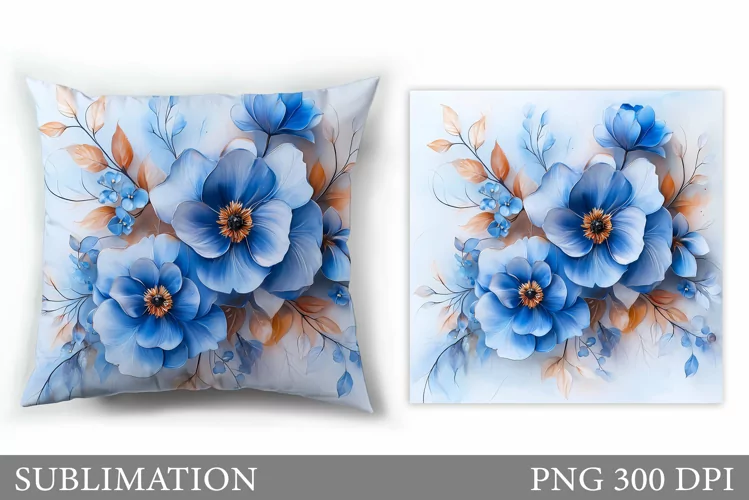 Floral Sublimation. 3D Flowers Pillow Sublimation