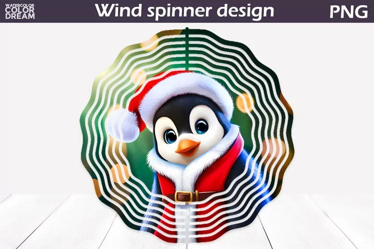 3D Penguin Santa Wind Spinner | Christmas Penguin Wind Spinn