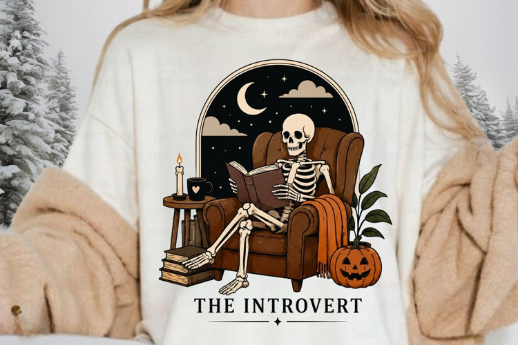 Quiet Nights Spooky Books PNG Sublimation Design - Cozy