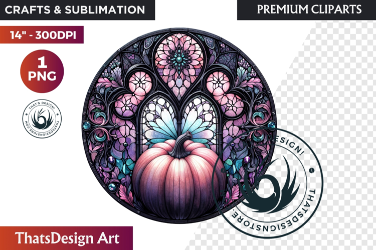 Halloween Gothic stained Glass Pumpkin Clipart