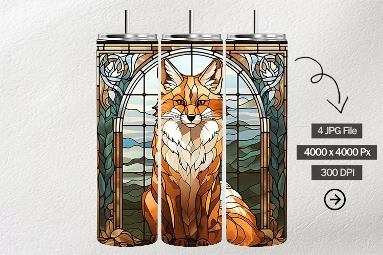 Fox Stained Glass Square Coaster - 04 Variations