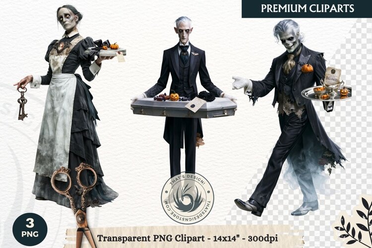 Hollow Eve Procession Halloween Clipart, Horror characters example image 1