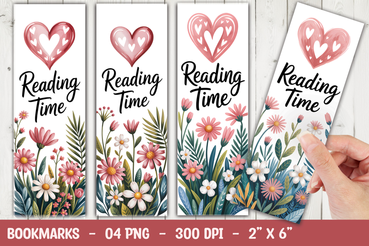 Reading Time Floral Bookmark Sublimation