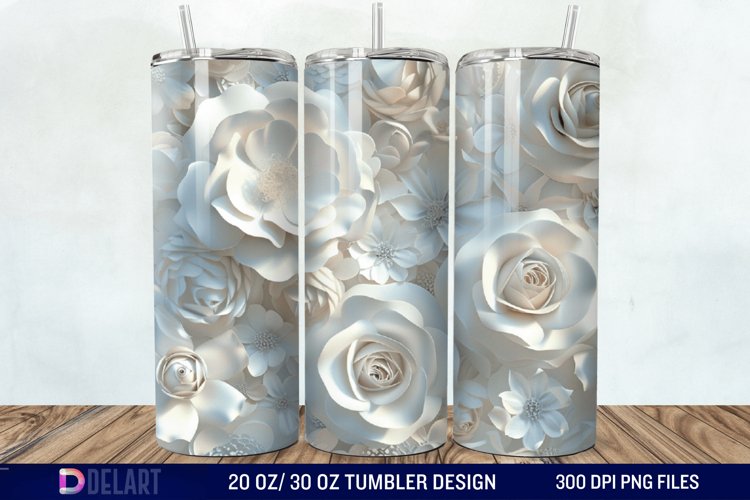 3D Flower Seamless Roses Tumbler Wrap example image 1