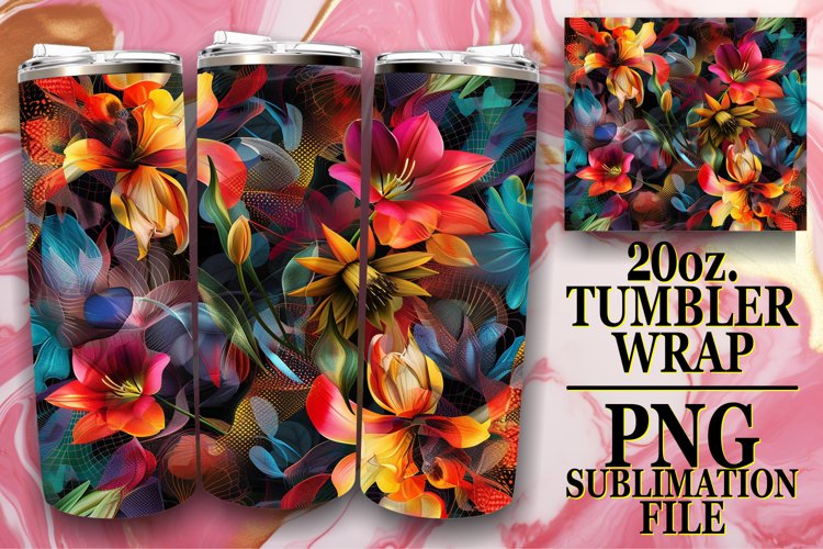 Modern Flower Abstract Sublimation Tumbler 20oz