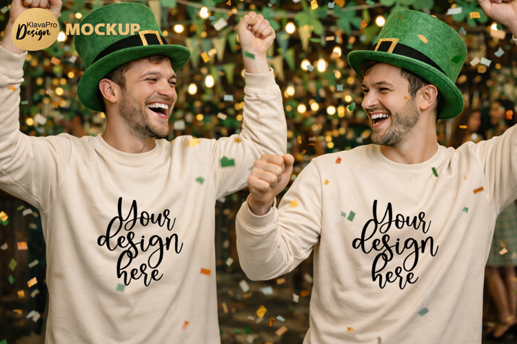 St Patrick Day Beige Long Sleeve Mockup PNG JPG
