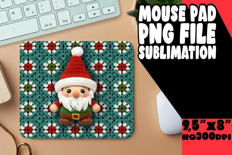 Complete Christmas Crocheted 3D Embroidery Pattern Mouse Pad