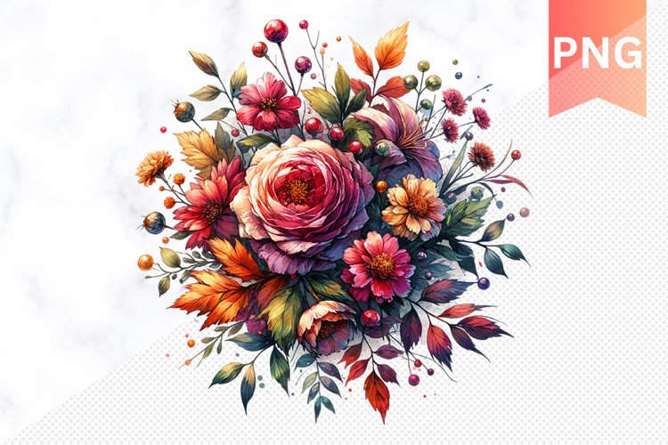 Autumn Flowers Sublimation - Clipart PNG Design