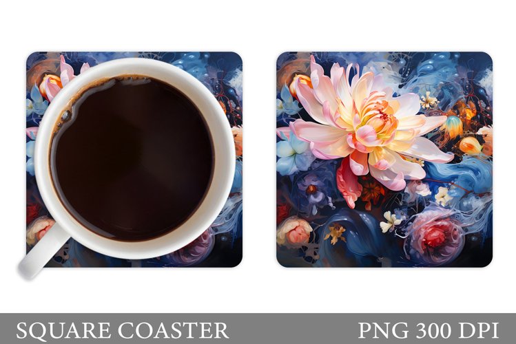 Floral Coaster Design. Flowers Coaster Sublimation example image 1