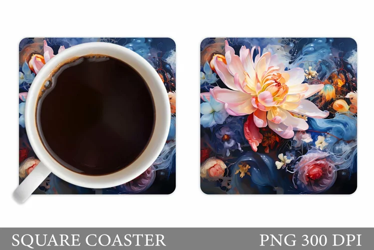 Floral Coaster Design. Flowers Coaster Sublimation