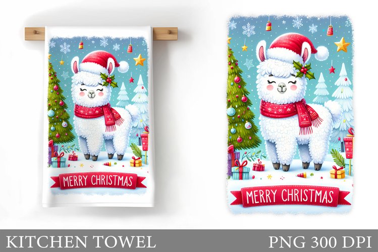 Christmas Lama Kitchen Towel. Christmas Kitchen Towel Design example image 1
