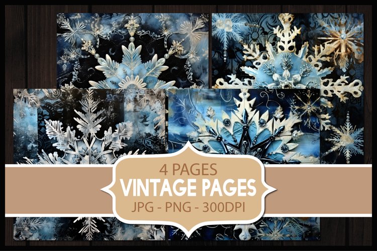 4 Vintage Winter Digital Papers I Junk Journal Pages