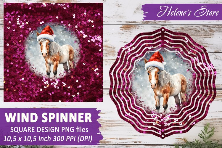 Christmas Horse Wind Spinner|Wind spinner sublimation design example image 1