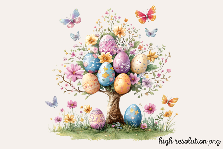 Easter Egg Tree Clipart PNG