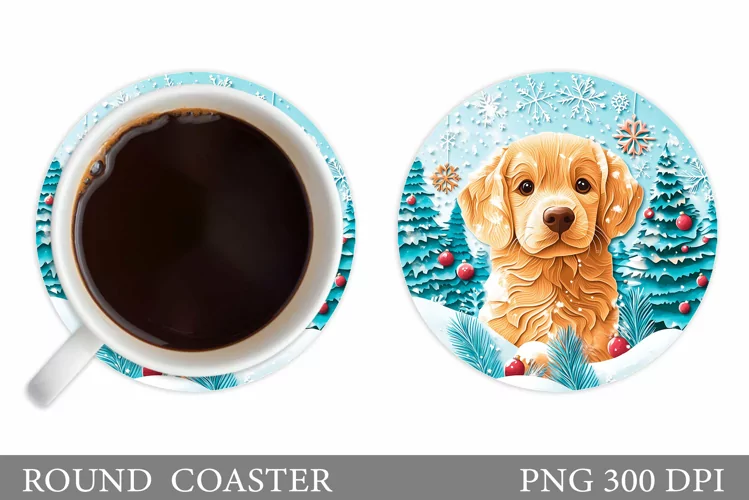 Christmas Dog Coaster Design. Christmas Coaster Sublimation