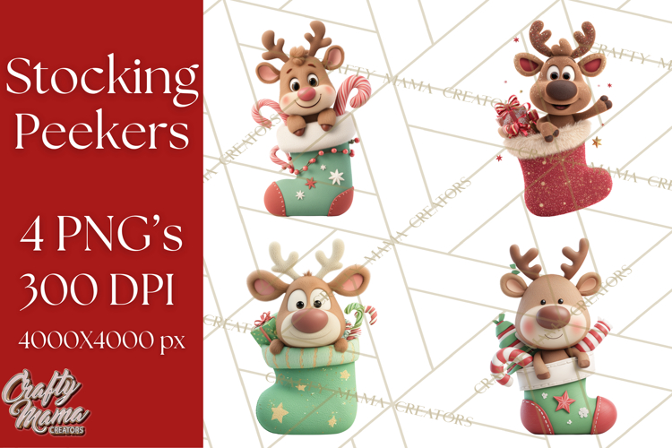 Christmas Stockings & Sleighs Clipart PNG Cute Holiday