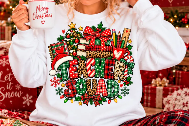 Christmas Teacher Squad Sublimation PNG