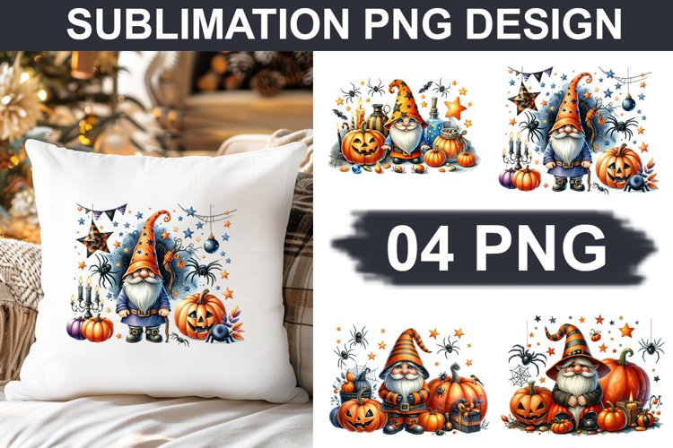 Halloween Gnome - Pillow Sublimation PNG Design