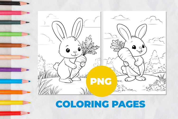 Rabbit with carrot Coloring Pages | Coloring book