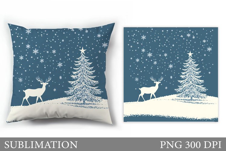 Christmas Deer Pillow Design. Christmas Pillow Sublimation example image 1