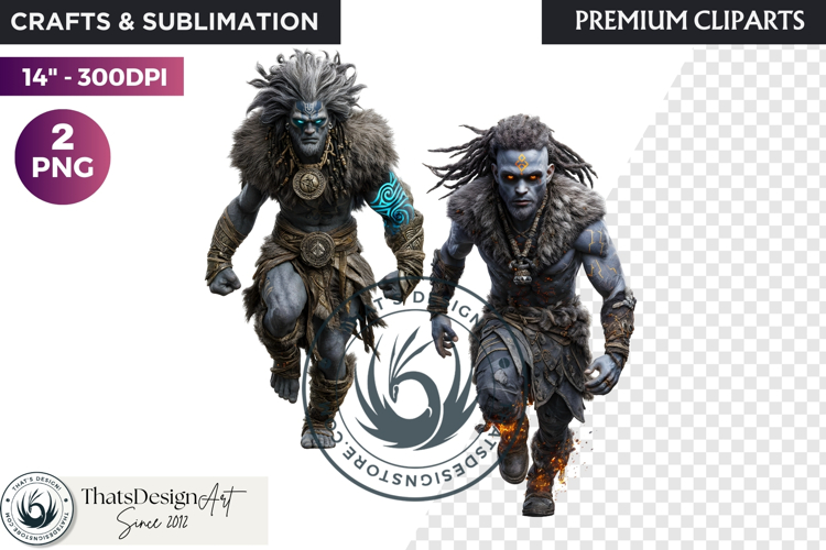 Viking Mythology Giants Clipart, Norse Jotuns gods