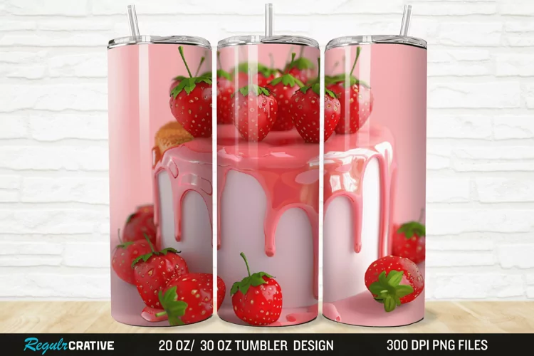 3D Strawberry Cake 20/30oz Skinny Tumbler