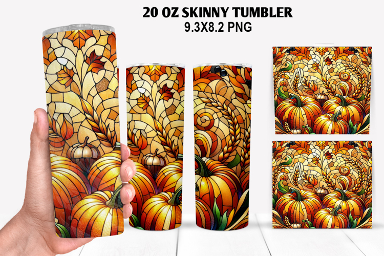 Pumpkins Skinny Tumbler 20oz Wrap Design, Halloween Tumbler
