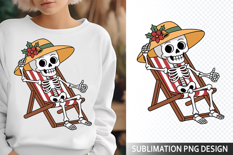 Funny Summer Skeleton Illustration - Sublimation PNG Design