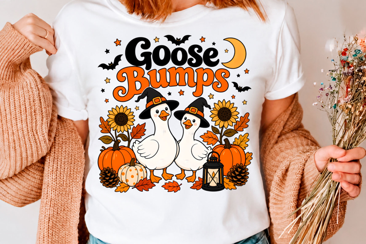Cute Halloween Goose Bumps Goose Couple Autumn T-Shirt Desig