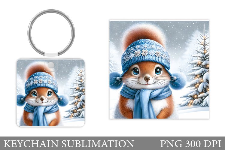 Christmas Squirrel Keychain. Christmas Keychain Design example image 1