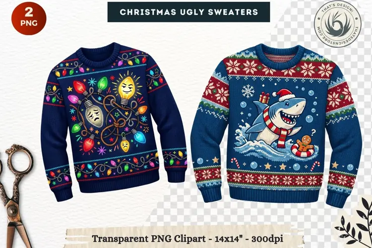 Christmas Ugly Sweaters Clipart Holiday Winter Sweater PNG