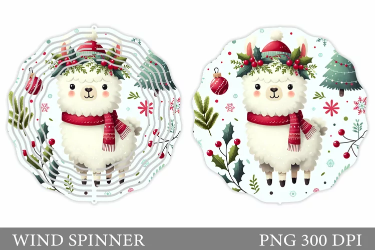 Christmas Lama Wind Spinner. Christmas Wind Spinner Design