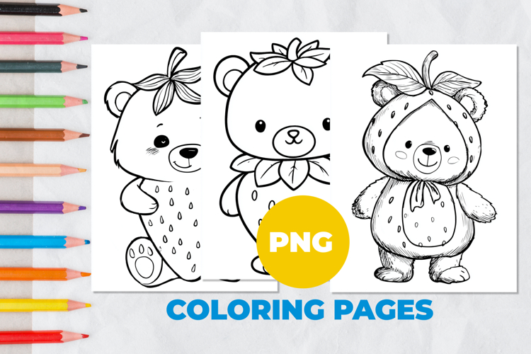 Strawberry Teddy Bear Coloring Page | Coloring book