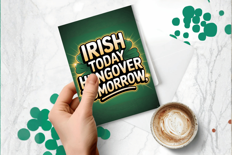 Irish Today Hungover Tomorrow Greeting Card PNG Sublimation