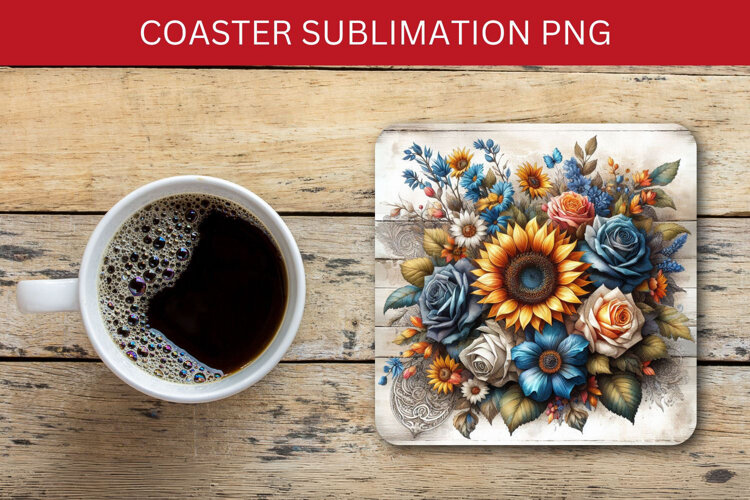 square coaster - sunflowers example image 1