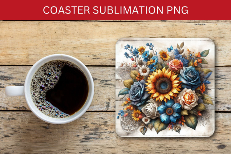 square coaster - sunflowers