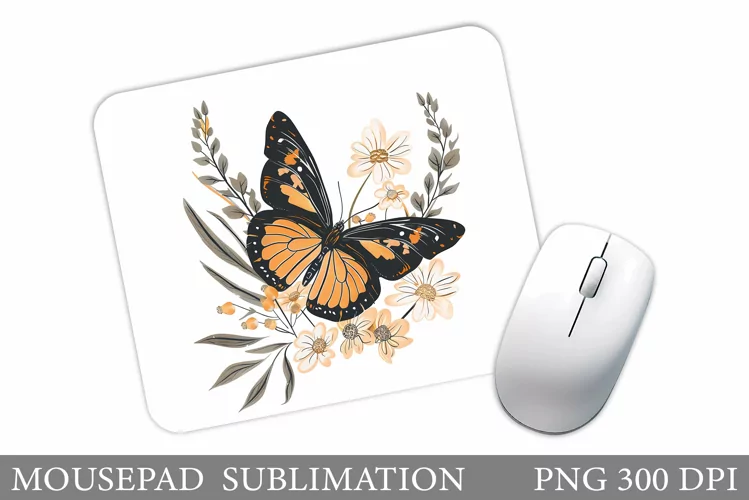 Butterfly Mouse Pad Design. Flowers Mouse Pad Sublimation