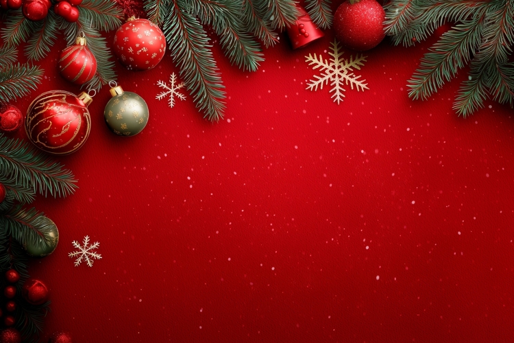 Red Christmas Background, Christmas Balls Background