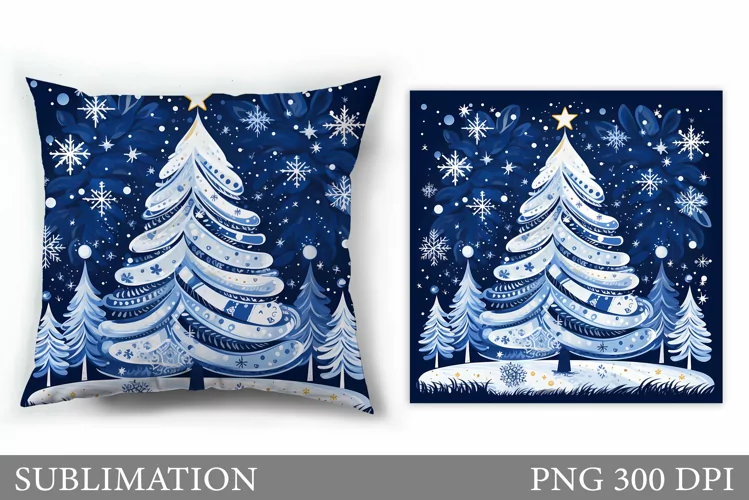 Christmas Tree Pillow Design. Christmas Sublimation