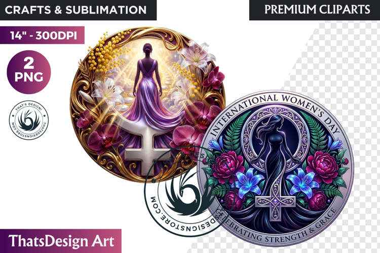 International Womens Day Round Cliparts & Backgrounds PNG