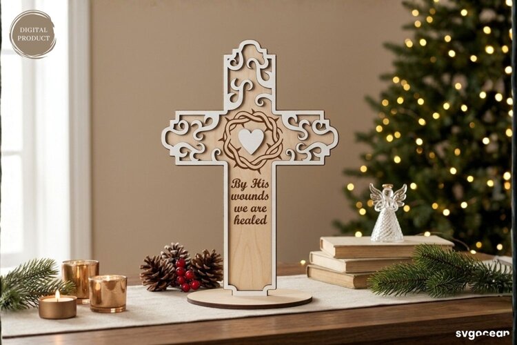 Christian Standing Cross Laser Cut | Glowforge | SVG example image 1