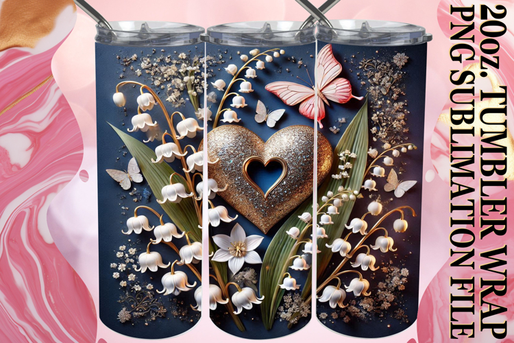 Whimsical views 20oz tumbler wrap, 3D Heart