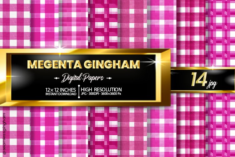 Megenta Gingham Digital Papers 14 Variations