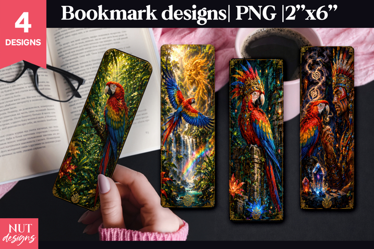 Jungle Parrot Bookmark exotic bird bookmark design