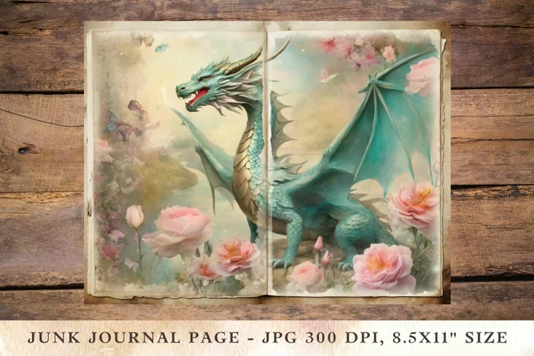 Printable Junk Journal Pages classic dragon 4