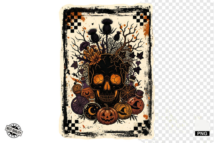 Distressed Vintage Halloween Design Clipart example image 1