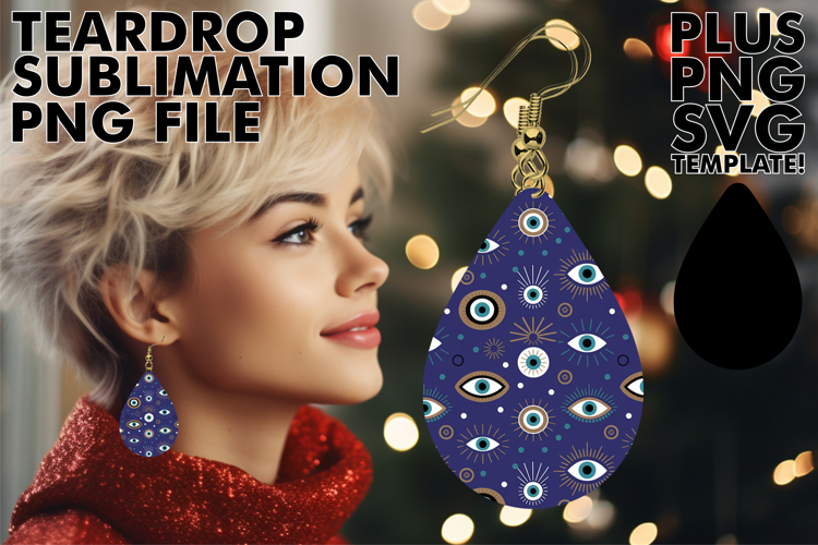 Dazzling Teardrop Earrings Art PNG, Funky Pattern