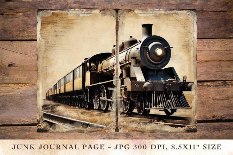 Printable Junk Journal Pages train 2 example image 1